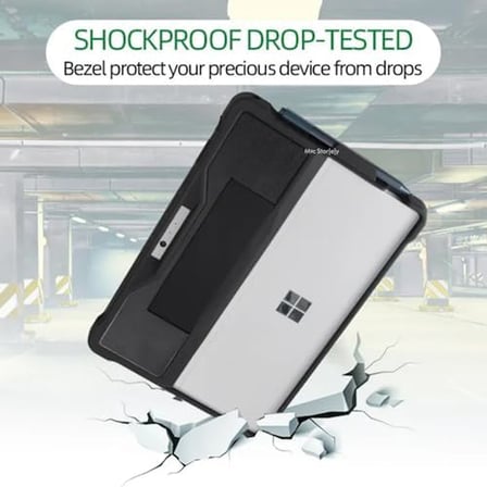 Microsoft Surface Pro Darbe Emici Tablet Kılıf Rugged Sert Koruyucu Kapak Uyumlu Pro 7 Pro 6 Pro 5 Pro 4 Hybrid PC TPU Çerçeve Kickstand Destekli Kalem Yuvalı Siyah