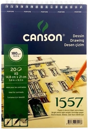 Canson 1557 Resim Ve Çizim Blok 180Gr A5 20Yp Üstten Spiralli Resim Defteri