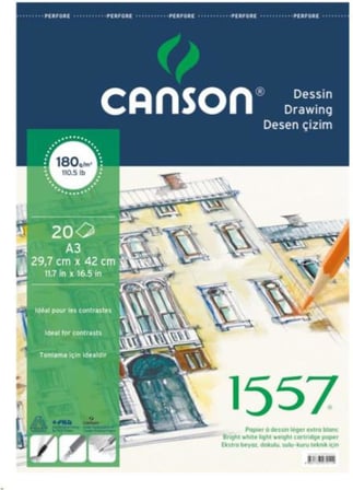 Canson 1557 Resim Ve Çizim Blok 180Gr A5 20Yp Üstten Spiralli Resim Defteri