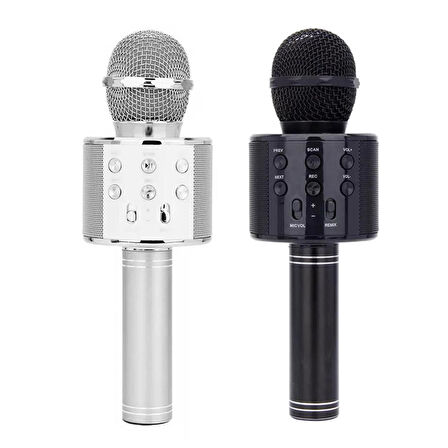 TORİMA WS-858 Karaoke Mikrofon Aux Usb Sd Kart Girişli Bluetooth Hoparlör Gümüş-Siyah