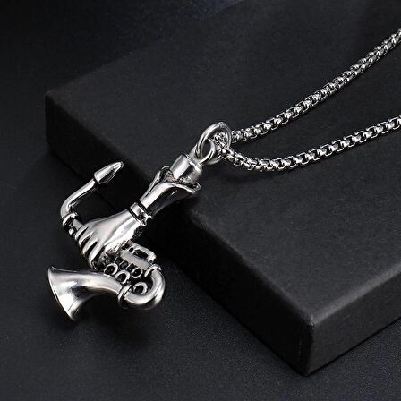 Saksafon Üflemeli Enstrüman  Paslanmaz Çelik Kolye Kadın - Erkek