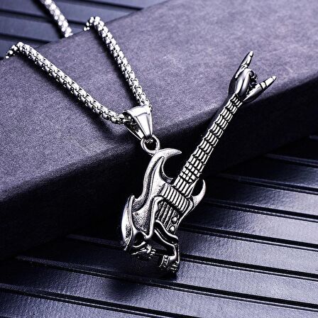 Herşey Nota Gitar Kolye Paslanmaz Çelik