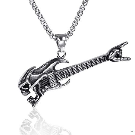 Herşey Nota Gitar Kolye Paslanmaz Çelik