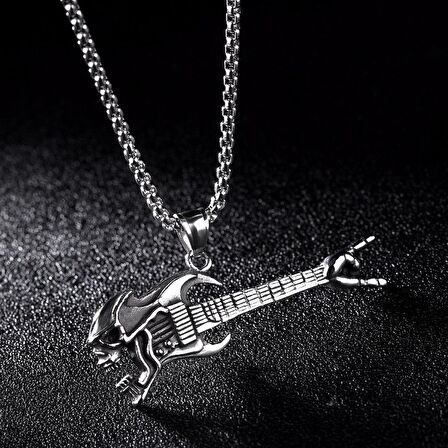 Herşey Nota Gitar Kolye Paslanmaz Çelik