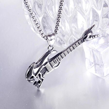Herşey Nota Gitar Kolye Paslanmaz Çelik