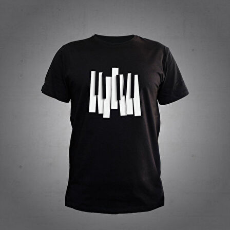 Herşey Nota Piyano Siyah Tshirt