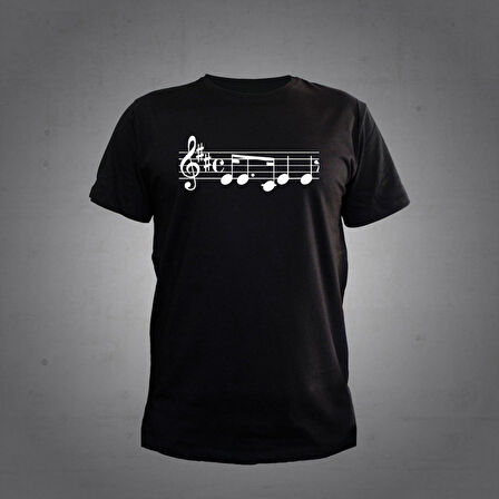 Herşey Nota Nota Müzik Tshirt Siyah Unisex