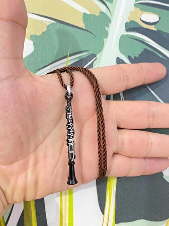 Herşey Nota Klarnet Kolye Kahve Kordon