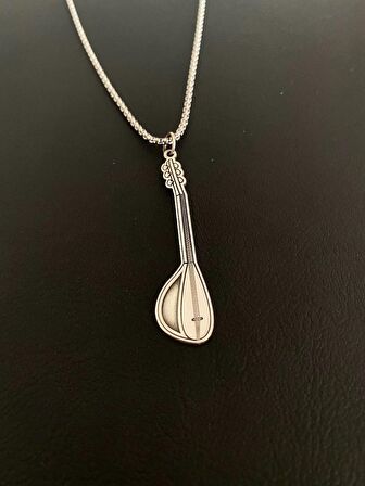 Herşey Nota Bağlama Saz Kolye 925 Ayar Gümüş