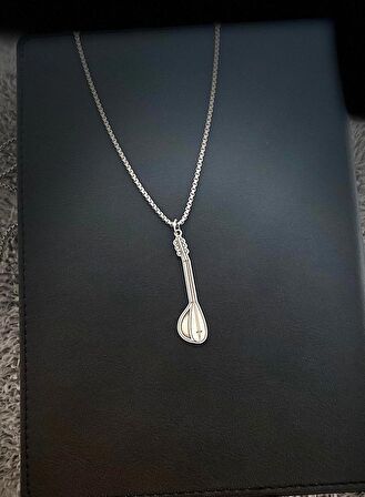 Herşey Nota Bağlama Saz Kolye 925 Ayar Gümüş