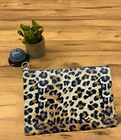 Herşey Nota Leopar Desenli Clutch Portföy Çanta