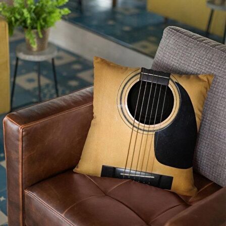 Herşey Nota Gitar Yastık Kılıfı Kırlent
