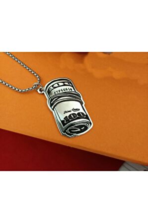 Herşey Nota Dolar Kolye Gümüş 925 Ayar 