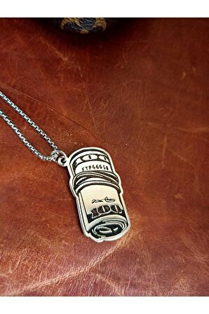 Herşey Nota Dolar Kolye Gümüş 925 Ayar 