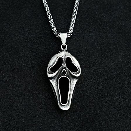 Scream Çığlık Erkek Kadın Kolye Antik Gümüş Kaplama
