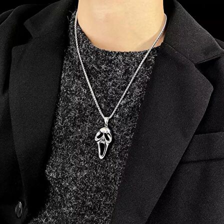 Scream Çığlık Erkek Kadın Kolye Antik Gümüş Kaplama