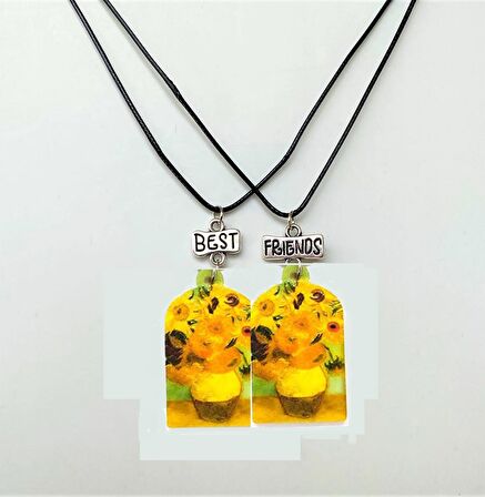 Best friends Vincent Van Gogh Ay Çiçeği Suni Deri ikili Arkadaşlık sevgili Kolye