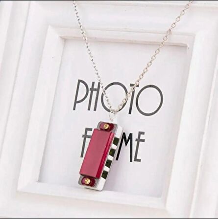 Gerçek Kullanılabilir Mızıka Kırmızı Kolye