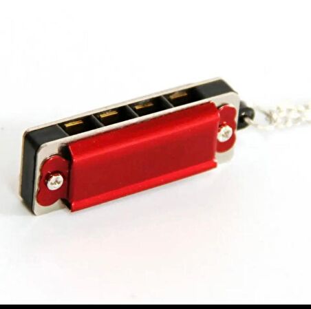 Gerçek Kullanılabilir Mızıka Kırmızı Kolye