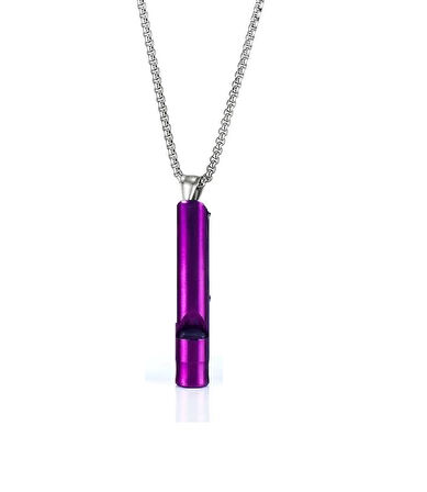 Herşey Nota Hayatta Kalma Acil Yüksek Ses Çelik Zincir Düdük Kolye Fuşya Kadın & Erkek 56