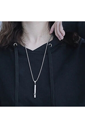 Herşey Nota Hayatta Kalma Acil Yüksek Ses Çelik Zincir Düdük Kolye Fuşya Kadın & Erkek 56