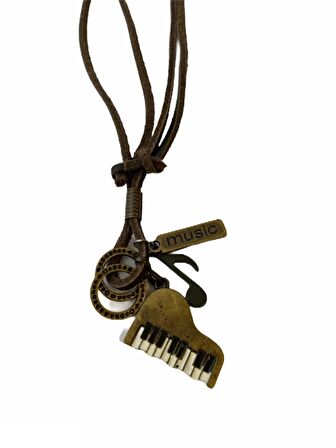 Piyano Piano Deri Kordon Kolye Kadın- Erkek