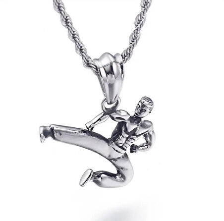 Taşlı Haç Kolye Antik Gümüş Kaplama 60 cm Düz Zincir