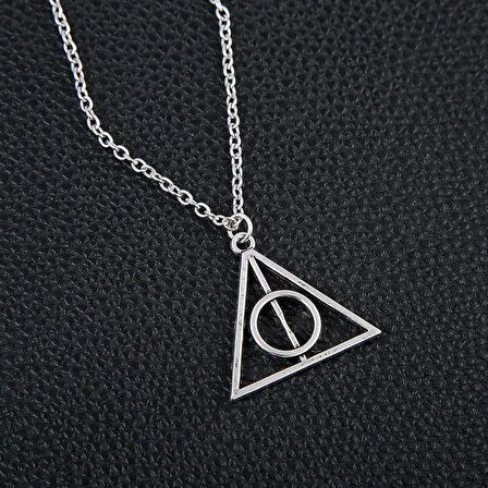 Harry Potter Ölüm Yadıgarları  Üçgen  Ortası Dönen Çelik Kolye