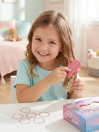 Shopexxtra Saç Taşı Yapıştırma Makinesi ve 90 Adet Işıltılı Mücevher Seti - Kız Çocuk Saç ve Moda Aksesuarı - Eğitici ve Eğlenceli Tasarım Oyuncağı (Bling Refill Set)