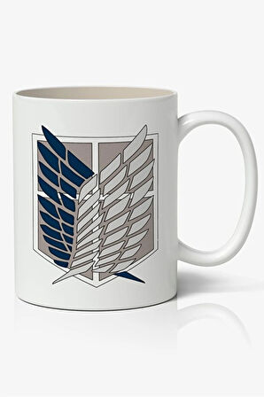 Attack On Titan Logolu Anime Temalı Beyaz Kupa Bardak Sevgiliye Arkadaşa Hediye