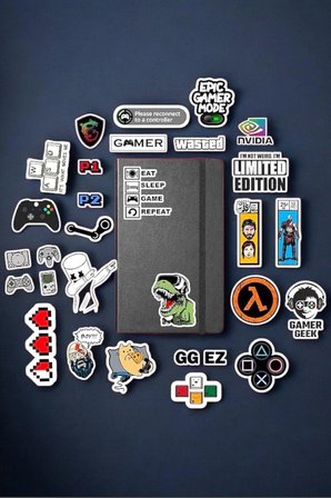 Gamer Gaming Oyuncu Sticker Paketi/Bullet Journal Defter Çıkartma Ajanda Laptop Etiket, 986746153465416