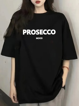 Modi Green Baskılı Oversize Bisiklet Yaka T-shirt - Siyah