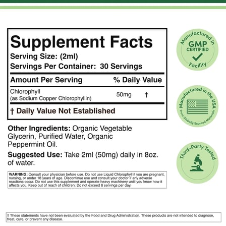 Liquid Chlorophyll 1500 mg 2fl oz Sıvı Klorofil