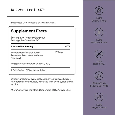 Resveratrol-SR™ 150 mg 30 Veg Capsules - 12 Hour Sustained release