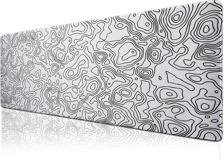 Klasse Pro - 5 Farklı Model Dikişli Kenar 120x60 cm Oyuncu Gaming Mouse Pad (White Map Lines)