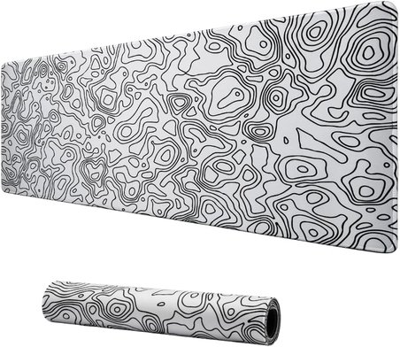 Klasse Pro - 5 Farklı Model Dikişli Kenar 120x60 cm Oyuncu Gaming Mouse Pad (White Map Lines)