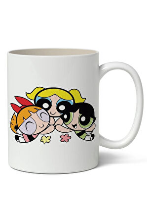 Powerpuff Girls Baskılı Beyaz Porselen Kupa Bardak