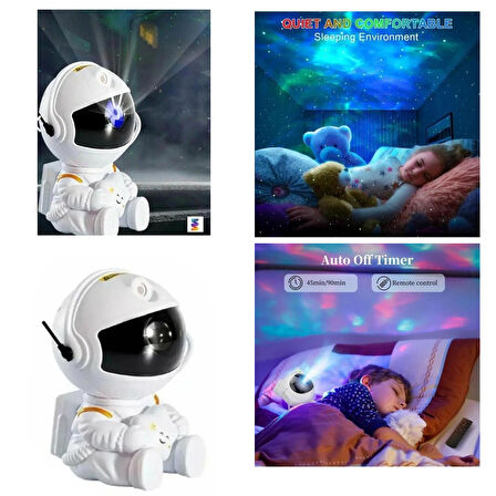 TORİMA LW-6 Gece Lambası Mini Beyaz Yıldız Projektör Astronot Işıklı Galaksi Samanyolu Projektör