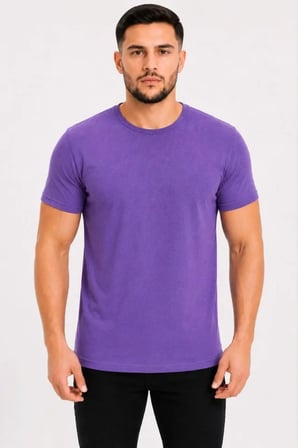 Modi Green Erkek Basic Tişört Bisiklet Yaka Kısa Kol Günlük Yazlık Slim Fit T-Shirt - Mor