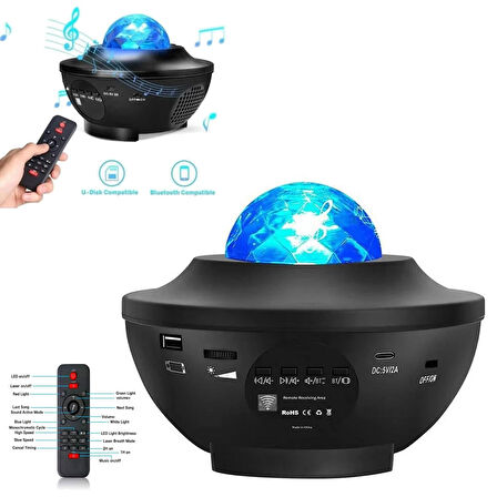 TORİMA LW-34 Starry Led Lazer Projektör Bluetooth Müzik Hoparlör Uzaktan Kumandalı Gece Lambası