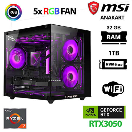 Xaser Cube X10 Ryzen 7 5700x 32GB Ram 1TB M.2 NVMe SSD 6GB RTX3050 Masaüstü Oyuncu Bilgisayarı