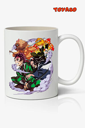 Demon Slayer İblis Keser Karakterler Temalı Anime Beyaz Kupa Bardak Sevgiliye Arkadaşa Hediye