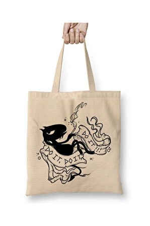 Disenchantment Beyaz Bez Çanta Uzun Saplı Alışveriş Çantası Plaj Çantası