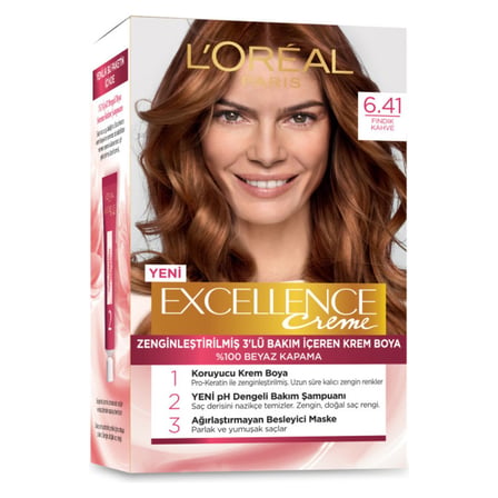 4 Adet L'Oréal Paris Excellence Creme Saç Boyası - 6.41 Fındık Kahve