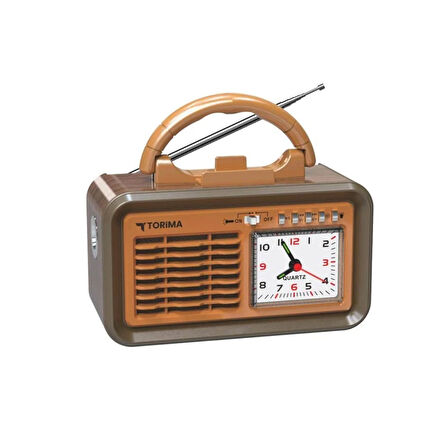 TORİMA D60 Kablosuz Nostalji Radyo Şarjlı Bluetooth Ledli Saatli