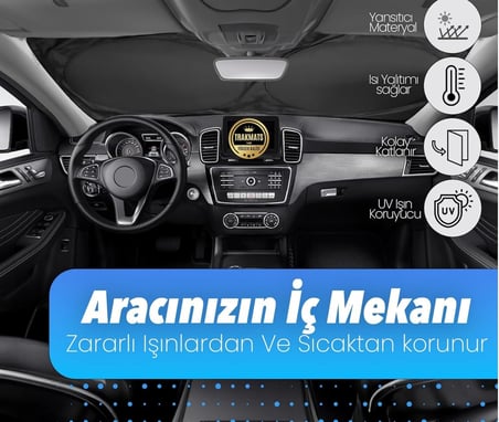 TRAKMATS Citroen Berlingo 2019-2025 ile Uyumlu Oto Ön Cam Güneşlik, Katlanabilir Milfonlu, UV Koruma, 150x70 cm