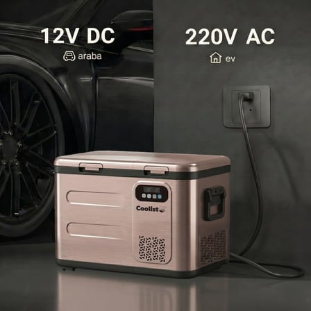 CLK40D 12/24V/220Volt 39 Litre Çift Bölmeli Outdoor Kompresörlü Bluetooth Bağlantılı Oto Buzdolabı