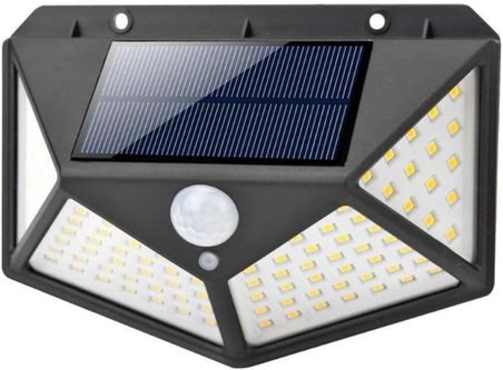 Menfry 50W Solar Güneş Enerjili Duvar Aplik 100 Ledli Bahçe Aydınlatması Sensörlü Duvar Armatürü 1200 Lümen