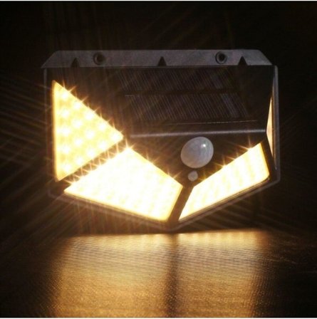 Menfry 50W Solar Güneş Enerjili Duvar Aplik 100 Ledli Bahçe Aydınlatması Sensörlü Duvar Armatürü 1200 Lümen