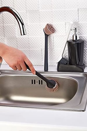 Armona Silikon Fırçalı Mutfak Banyo Sıvı Sabunluk Süngerlik Seti